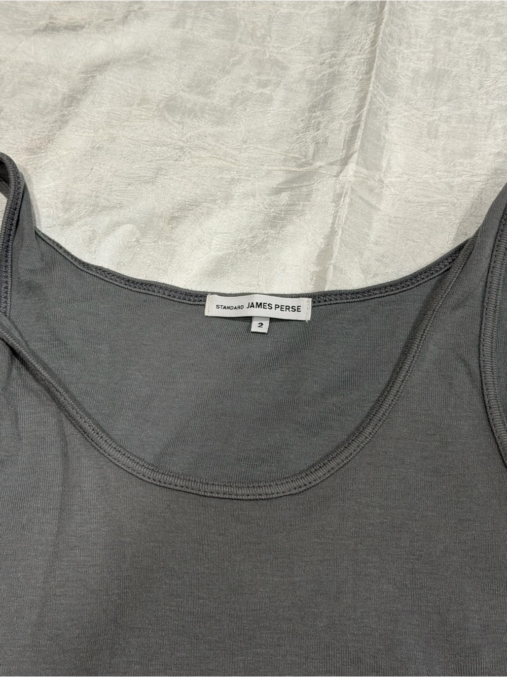 James Perse Supima Modal Tank Top Gray Size 2 Minimalist Luxury Layering Basic - Picture 5 of 7